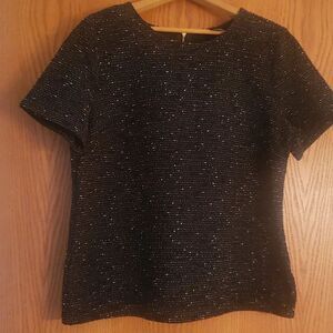 Very nice Liz Claiborne Black Top with White Nubs - Zippered Back - Sz M